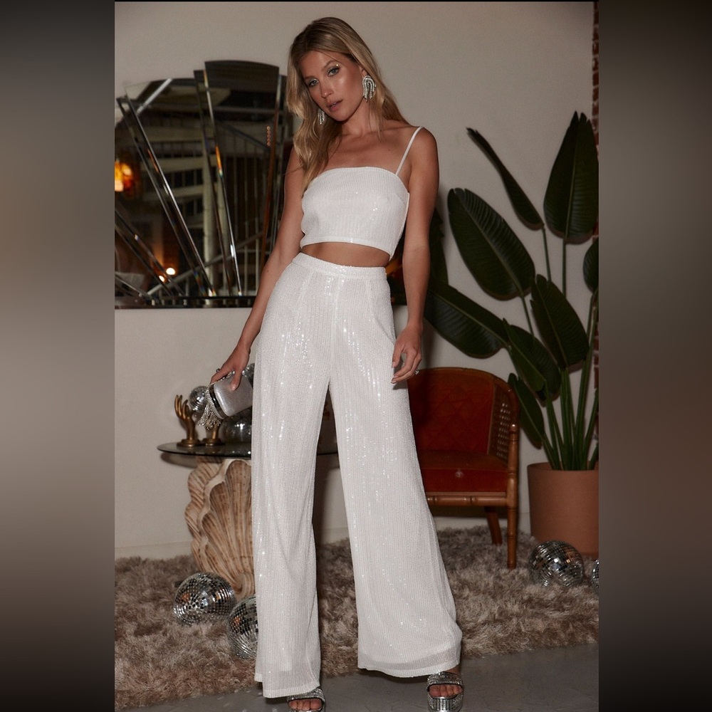12th Tribe Soiree White Sequin Set